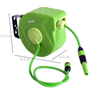 Tambur cu Furtun Retractabil Automat, Pivotant la 180°, 35,5x11,5x27,5 cm, Verde - Img 3