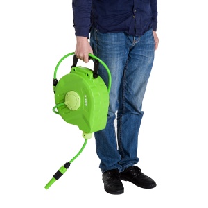 Tambur cu Furtun Retractabil Automat, Pivotant la 180°, 35,5x11,5x27,5 cm, Verde - Img 8
