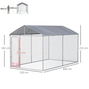 tarc Caini 400×230×232 cm – Metal Galvanizat cu Acoperis Oxford - Img 3