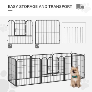 tarc Modular 8 Panouri – 79×79 cm, Metal Negru pentru Animale - Img 6