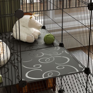 Țarc Modular pentru Animale de Companie de Talie Mică, cu 39 de Panouri și Accesorii, 140x70x105 cm, Negru - Img 9