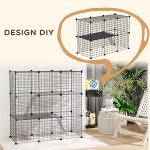 Țarc Modular pentru Animale de Companie de Talie Mică, cu Panouri și Accesorii, 105x45x105 cm, Negru - Img 5