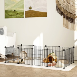 Țarc Modular pentru Animale de Companie de Talie Mică cu Panouri și Accesorii, 140x70x35 cm, Negru - Img 2
