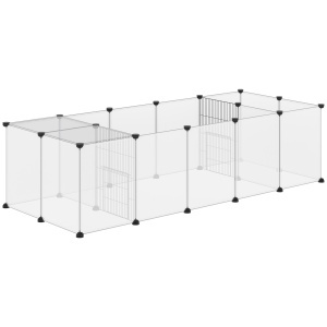 Țarc Modular pentru Animale de Talie Mică cu 20 de Panouri, 2 Uși și Accesorii, 175x70x45 cm, Negru - Img 1