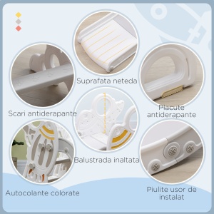 Tobogan pentru Copii 18-36 Luni cu Tematică Spațială Gri și Alb - Img 5