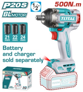 TOTAL - MASINA DE INSURUBAT CU IMPACT - 20V - MOTOR FARA PERII (NU INCLUDE ACUMULATOR) 1/2''