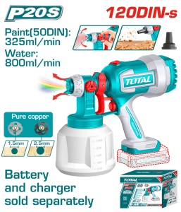TOTAL - PISTOL DE VOPSIT - 800ML - LI-ION - 20V (NU INCLUDE ACUMULATOR SI INCARCATOR)
