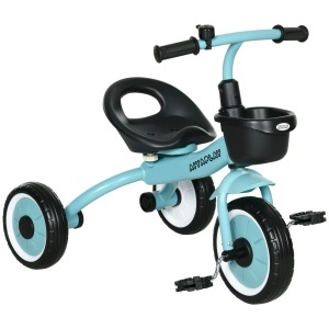 Tricicleta pentru Copii 2-5 Ani cu Scaun Reglabil, Bicicleta pentru Copii cu Cosuleț, 70,5x53x58 cm, Albastru