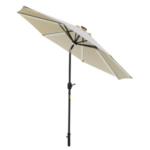  umbrela de gradina cu leduri, Φ266x245cm, crem - Img 1