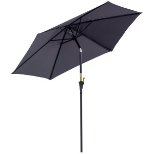 Umbrela de Gradina cu Manivela, din Aluminiu si Poliester Gri si Negru, Φ2,6x2,35m - Img 1