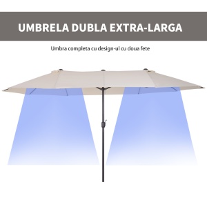Umbrela de Gradina Impermeabila si Anti-UV Bej, 460x270x240cm - Img 4