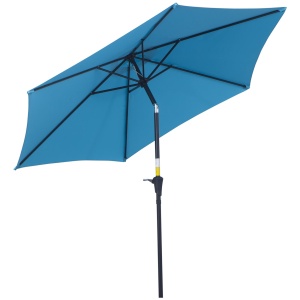 Umbrela de Gradina inclinabila cu Manivela, Tija si 6 Spite, Ø2.6x2.4 m, Albastru - Img 1
