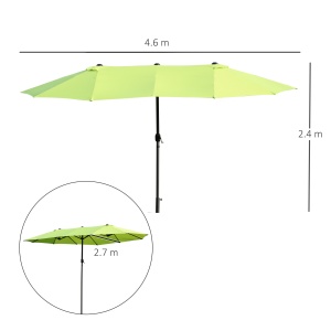 Umbrela Dubla de Gradina cu Deschidere cu manivela, Otel si Poliester, 460x270x240cm, verde - Img 3