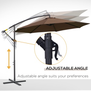 Umbrelă Exterioară cu Manivelă, din Oțel și Poliester Rezistent la UV, Ø295x245 cm, Cafea - Img 6