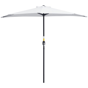 Umbrelă Semicirculară de Perete cu Deschidere cu Manivelă și 5 Spițe, 2.6x1.35x2.3 m, Alb - Img 1