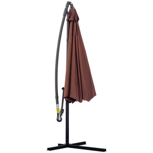 Umbrela Soare Descentrata de Gradina cu Colt Inclinabil din Metal si Poliester, Cafea, Φ3×2.6m - Img 7