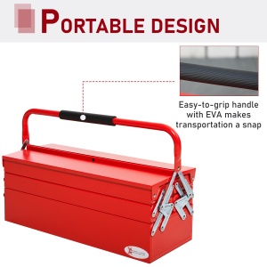 Valiza pentru unelte din otel cu 5 compartimente, 51x21x41cm, rosu - Img 4