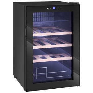 Vitrină Frigorifică pentru Vinuri 12 Sticle 53L Silențioasă cu Temperatură Reglabilă 5-18℃, Geam Anti UV, Rafturi Reglabile, Compresor, Display Touch, Lumini LED, Clasa G