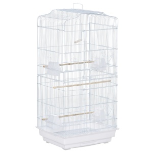 Voliera Pasari – 46,5×35,5×92 cm, Metal & Plastic Alb - Img 1