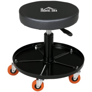 Workshop Stool, Pneumatic Adjustable Rolling Mechanic Stool with Tool Tray