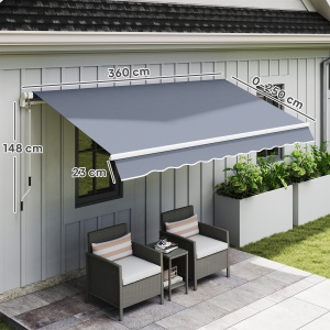 3,6 x 2,5 m Copertină Retractabilă cu Manivelă pentru Terasă, Grădină, Alb Crem - Img 3