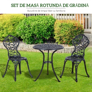 3pcs Patio Bistro Set Cast Aluminum Table Chair Outdoor Furniture Antique Black - Img 6