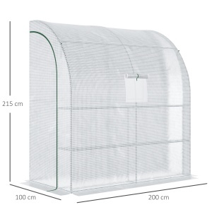 7' x 3' x 7' Outdoor Walk-In Greenhouse, Plant Nursery with Roll-up Windows, PE Cover, and 3 Wire Shelves, White - Img 3