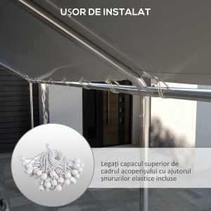 Acoperiș Carport 10 x 20 ft, Copertină de Schimb Rezistentă la UV cu Corzi Elastice, Alb - Img 5