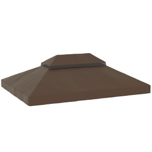 Acoperiș de Schimb pentru Foișor 4x3 m cu 2 Niveluri pentru Grădină, Acoperire Rezistentă la Apă din Material Oxford 370g/㎡ Anti-UV 30+ cu Orificii de Drenaj, Cafeniu - Img 1