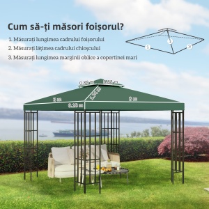 Acoperiș de Schimb pentru Gazebo pentru Grădină Dublu strat 3x3m - Img 3