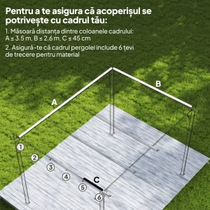 Acoperiș de Schimb pentru Pergolă cu 10 Orificii de Drenaj, Permeabil, 4x3 m, Bej - Img 4