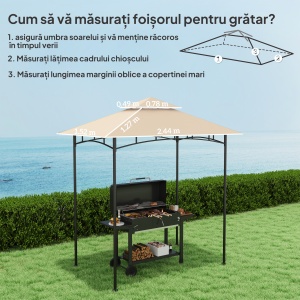 Acoperiș de Schimb pentru Pergolă cu 2 Niveluri și Buzunare de Colț, 160 g/m², UV50+, 244x152 cm, Bej - Img 2