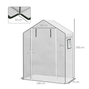 Acoperiș de Schimb pentru Seră PE Walk-in cu Ușă Rulabilă și Ferestre, 143 x 70 x 190cm, Verde - Img 3