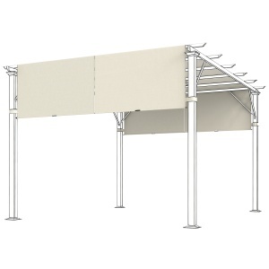 Acoperiș pentru Pergolă cu Buzunare și Curele pentru Stâlpi, 488x122 cm, Alb Crem - Img 1