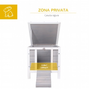 Adapost mic, din lemn, pentru iepuri, casuta pentru porcusori de Guineea, gri 46x39x30 cm - Img 4