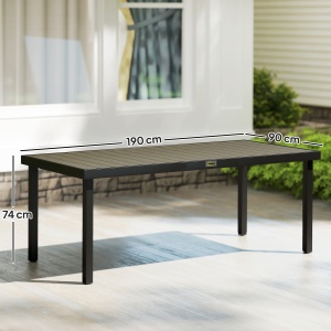 Aluminum Outdoor Patio Dining Table for 8 for Garden Lawn Backyard, Natural - Img 3