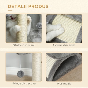 Ansamblu pentru pisici cu 2 mingii, 40x30x43cm, gri - Img 6