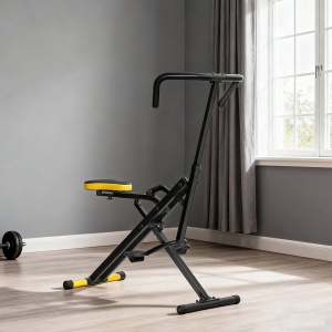 Aparat Total Crunch Pliabil cu Scaun Reglabil, din Metal și Plastic, 57x105x115 cm, Galben - Img 9