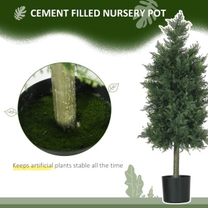 Arbori Topiari de Cedru Artificial, Set de 2 Plante Artificiale în Ghivece, Plante Decorative, 38x12.5x90 cm, Verde - Img 6