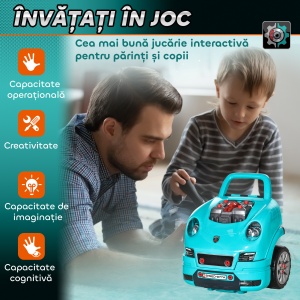 Atelier Jucarie Camion – Motor & 61 Accesorii, cu Roti si Maner - Img 4