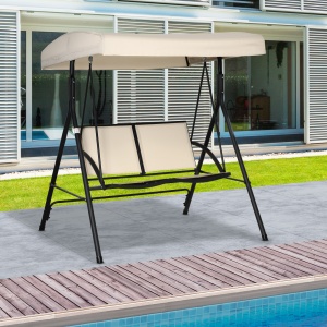 Balansoar cu 2 Locuri de Gradina pentru Exterior, 140x118x162cm Bej - Img 2