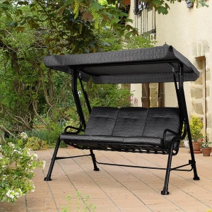 Balansoar pentru Gradina pentru 3 Persoane cu Copertină Reglabilă și Perne, 200x120x170cm, Negru - Img 2