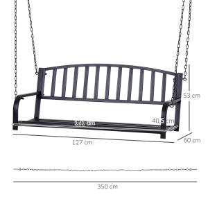 Balansoar Suspendat de Gradina din Metal Negru - Img 3