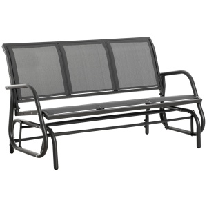 Banca Balansoar de Gradina cu 3 Locuri din Metal si tesatura Tip Plasa Respirabila, 147x70x85 cm, Gri - Img 1