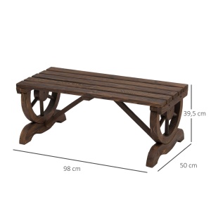 Banca de Gradina cu 2 locuri din lemn de molid, Maro 105x50x53cm - Img 3