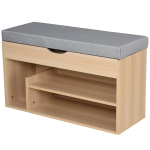 Bancă pentru Pantofi din Lemn cu Șezut Căptușit și Compartiment Ascuns 80x30x48 cm