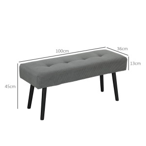 Bancă Tapițată din Catifea cu Șezut Căptușit și Picioare din Oțel, 100x36x45 cm, Gri - Img 3