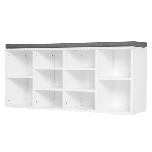 Bancuta Pantofi – 104×30×48 cm, Alb/Gri cu Rafturi Reglabile - Img 1