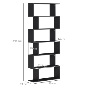 Bibliotecă din Lemn cu 6 Rafturi, 80x24x191 cm, Negru - Img 3
