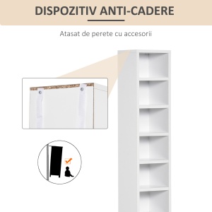 Bibliotecă Raft pentru CD, Set din 2 Piese cu 12 Rafturi din Lemn, 21x19,2x88,3 cm, Alb - Img 5